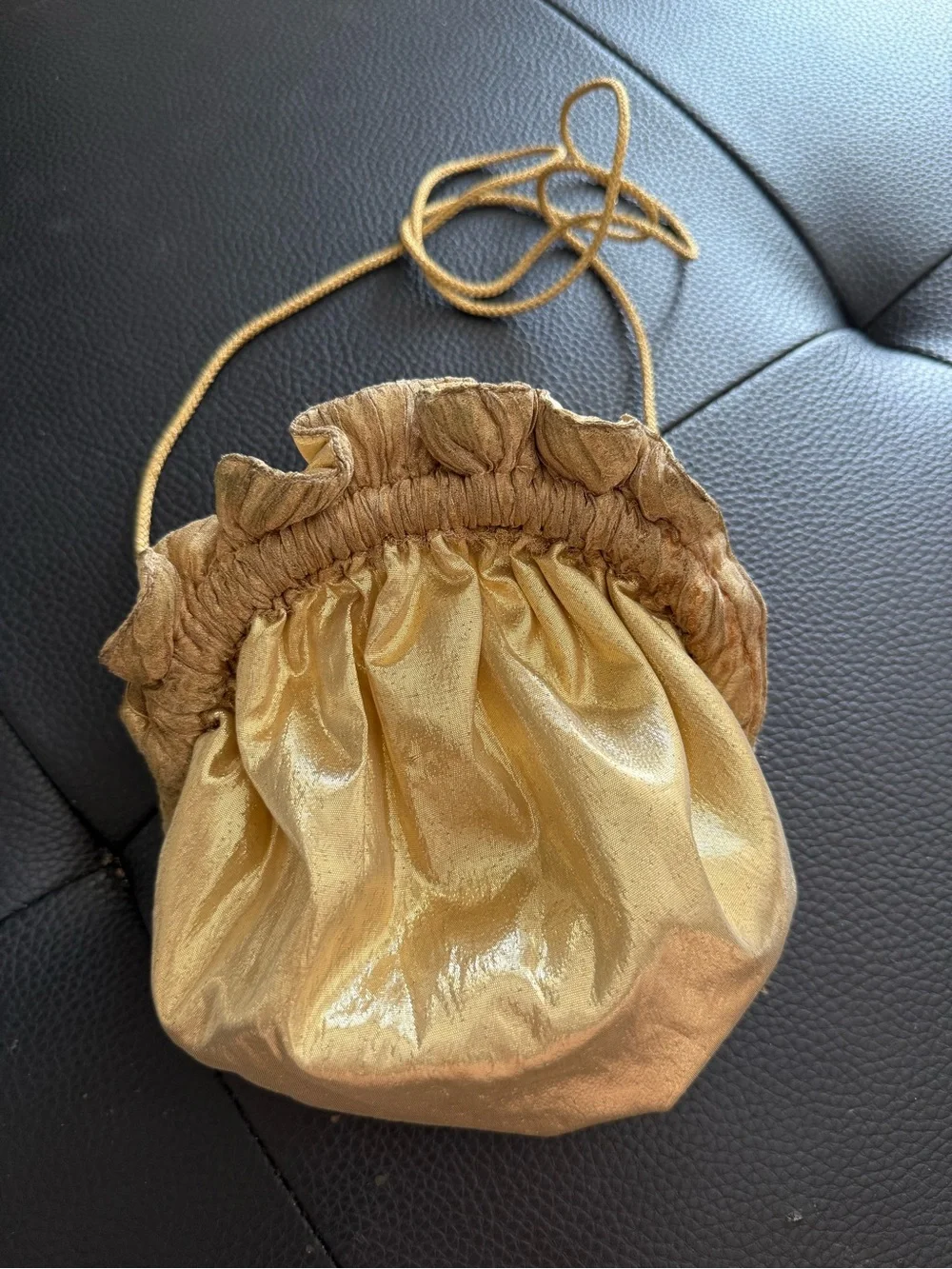 Vintage Grace Chuang Gold Metallic Ruffle Evening Bag NWOT